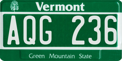 VT license plate AQG236