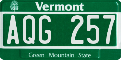 VT license plate AQG257