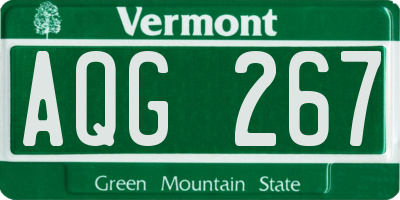 VT license plate AQG267