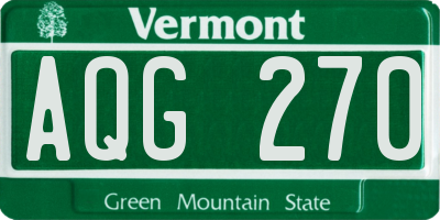 VT license plate AQG270