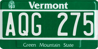 VT license plate AQG275