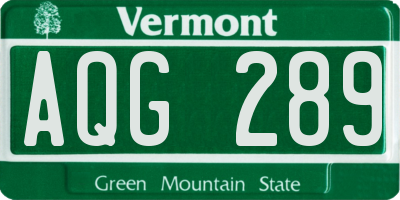 VT license plate AQG289