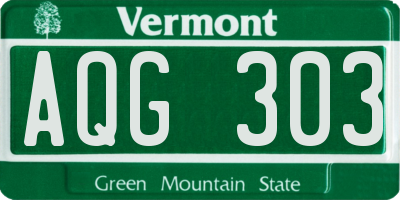 VT license plate AQG303