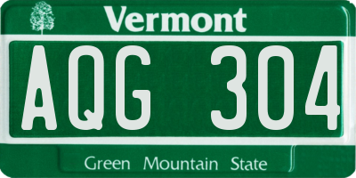 VT license plate AQG304
