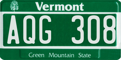 VT license plate AQG308