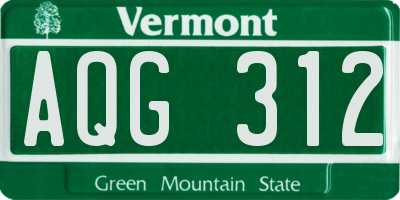 VT license plate AQG312