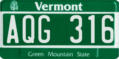 VT license plate AQG316