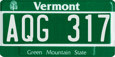 VT license plate AQG317