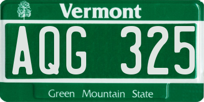 VT license plate AQG325