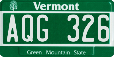 VT license plate AQG326