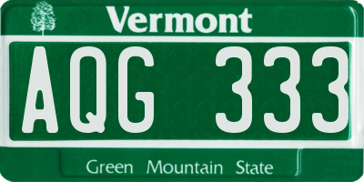 VT license plate AQG333