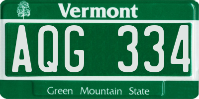 VT license plate AQG334