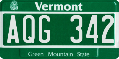 VT license plate AQG342