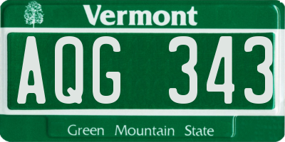 VT license plate AQG343