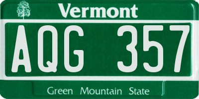 VT license plate AQG357