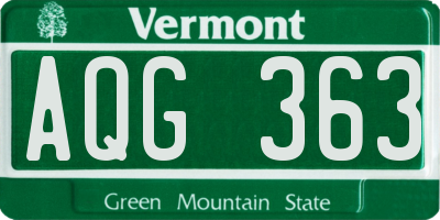 VT license plate AQG363