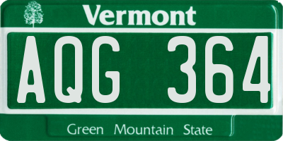 VT license plate AQG364