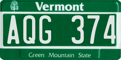 VT license plate AQG374