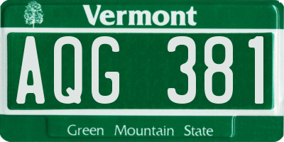VT license plate AQG381