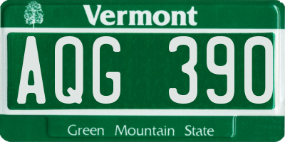 VT license plate AQG390