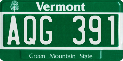 VT license plate AQG391