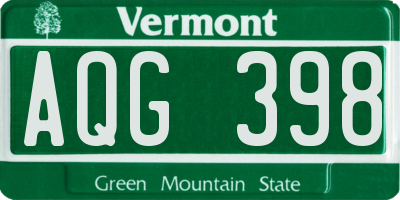 VT license plate AQG398