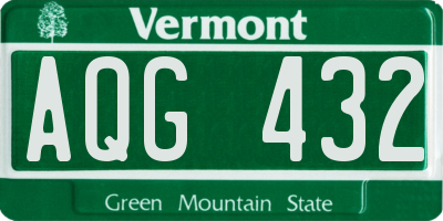 VT license plate AQG432
