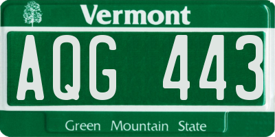 VT license plate AQG443