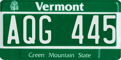 VT license plate AQG445