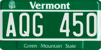 VT license plate AQG450