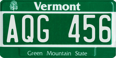 VT license plate AQG456