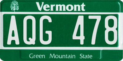 VT license plate AQG478