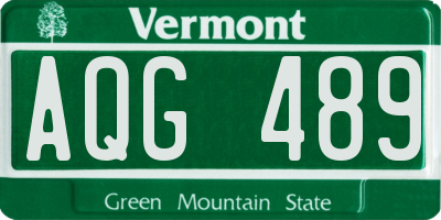 VT license plate AQG489