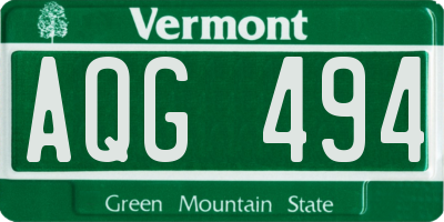 VT license plate AQG494