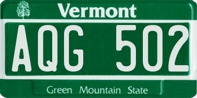 VT license plate AQG502