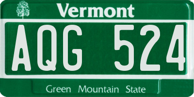VT license plate AQG524