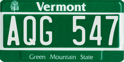 VT license plate AQG547