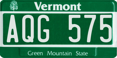 VT license plate AQG575