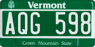 VT license plate AQG598