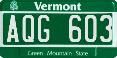 VT license plate AQG603