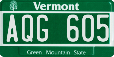 VT license plate AQG605