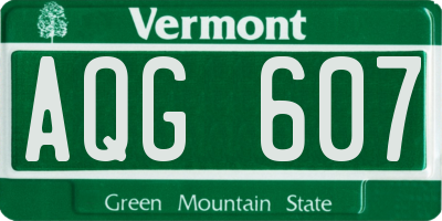 VT license plate AQG607
