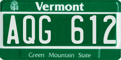 VT license plate AQG612