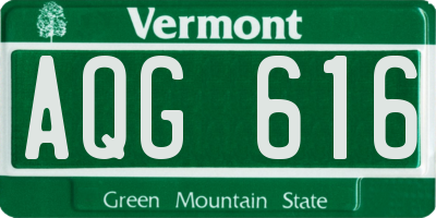 VT license plate AQG616