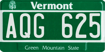VT license plate AQG625