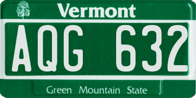 VT license plate AQG632