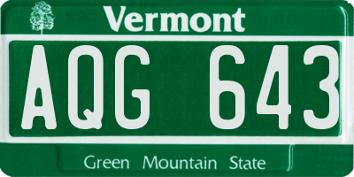 VT license plate AQG643