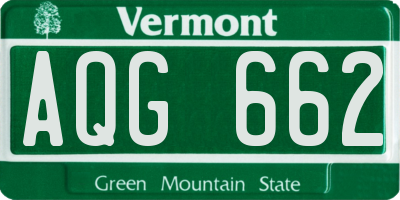 VT license plate AQG662