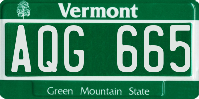VT license plate AQG665
