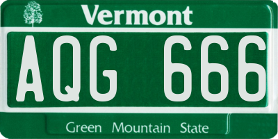 VT license plate AQG666